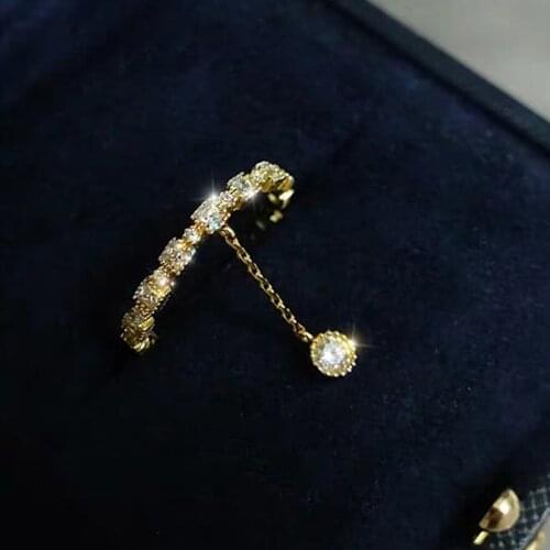 Dainty Female White Crystal Pendant Ring Charm Zircon Gold Color Wedding Rings For Women Cute Bridal Round Thin Engagement Ring