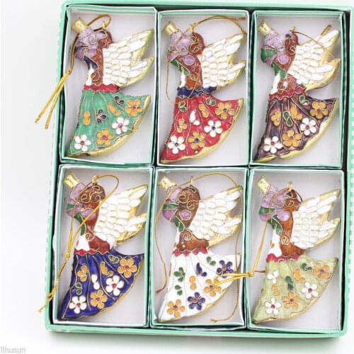 Collectibles 6pcs Classic Chinese Handmade Cloisonne Angel Decor Ornaments Charm