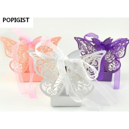 Candy Box Wedding Gift Bag paper Butterfly Decorations for Wedding baby shower birthday Guests Favors Event Party Supplies 50