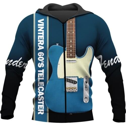 Beautiful Electric Guitars 3D All Over Printed Mens Zip Hoodies Autumn Unisex Fashion Casual Sweatshirt Hip Hop Hoodie LLJ050