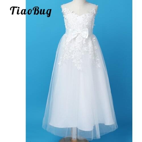 Little Girls Lace Dress Flower Girl Elegant Pageant Dress First Communion Dresses For Girls Wedding Junior Bridesmaid Dresses
