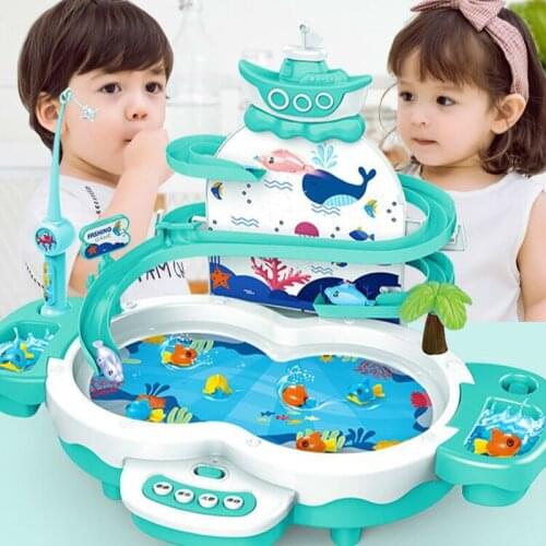 Fashion Educational Child Model Play Fishing Games Outdoor Toys Gifts Kids Fishing Toys Electric Water Cycle With Music Lighting