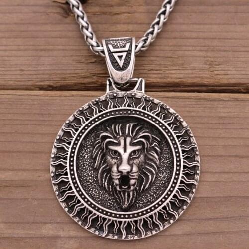 Fashion For Wonmen Men Lion Pendant Slavic God Kolovrat Sun Veles Symbol Amulet Viking Charms Jewelry Necklace