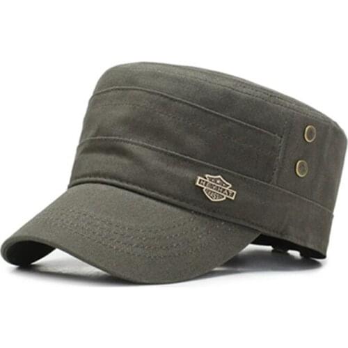 XdanqinX Mens Hat Splice Broken Personality Vintage Military Hats Casual Retro Flat Top Cap Adjustable Size New Style Dads Hat