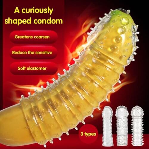 Penis Sleeve Nozzle on Penis Dick Extensions condom Male Enlargement for Men Delay Spray Massager Cock Ring Cover Adult Sex Toys