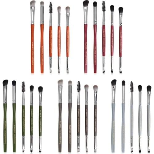 New High Quality 5pcs/set Professional Hexagon Eye Makeup Brushes Set Eyeshadow Eyeliner Eyelash Eyebrow Lip Brush Makeup Tool