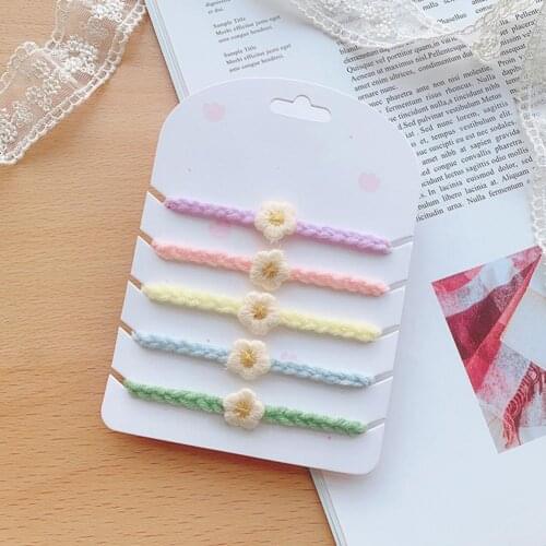 5 Pcs/Set Puppy Newborn Pets Identify Collars Flower Decor knitted Small Pet Dog Collars Kitten Necklace ID Puppy Collars