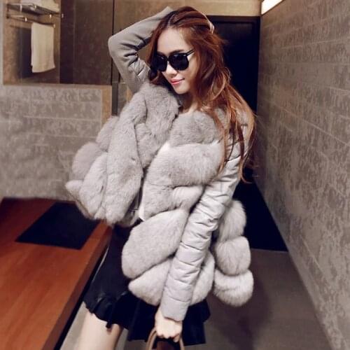 Savabien Furry A Line Faux Fox Fur Coat 2019 Fashion Winter Coats Women Luxury Removable Long Sleeve Fur Jackets Female Overcoat