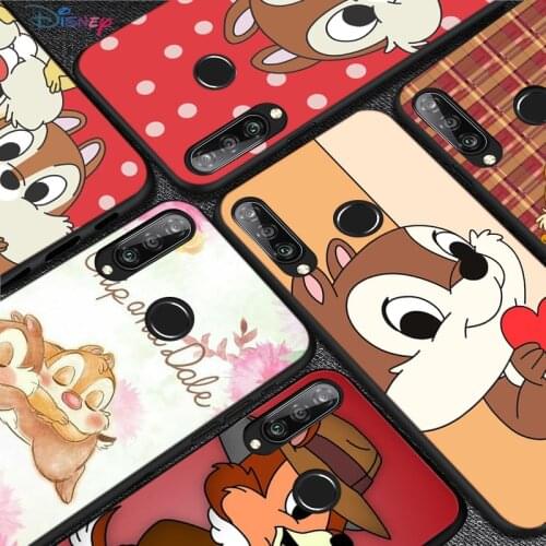 Silicone Cover Disney Chip And Dale For Huawei P50 P40 P30 P20 Pro P10 P9 P8 Lite E Plus 2017 2016 5G Black Phone Case