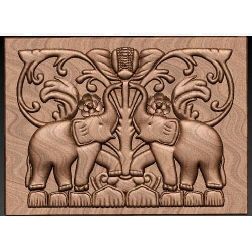 Elephant 3D relief model for cnc or 3D printers in STL file format