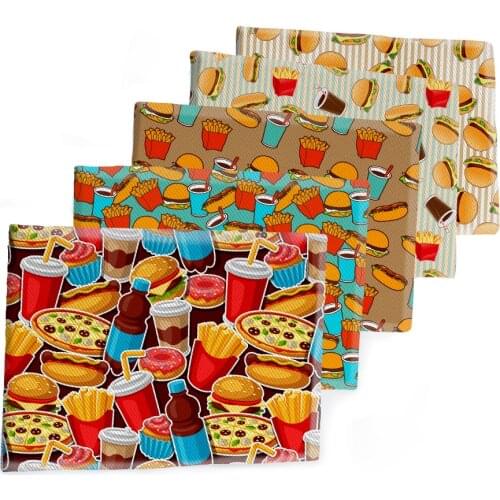 50*145CM Fabric Fast Food Hamburger Printed Polyester Cotton Twill Fabric Patchwor Printed