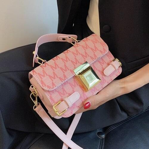 Mini Letter Jacquard cloth Box Crossbody Bag with Short Handle for Women 2021 Cute Phone Shoulder Handbag and Purses Pink Brown