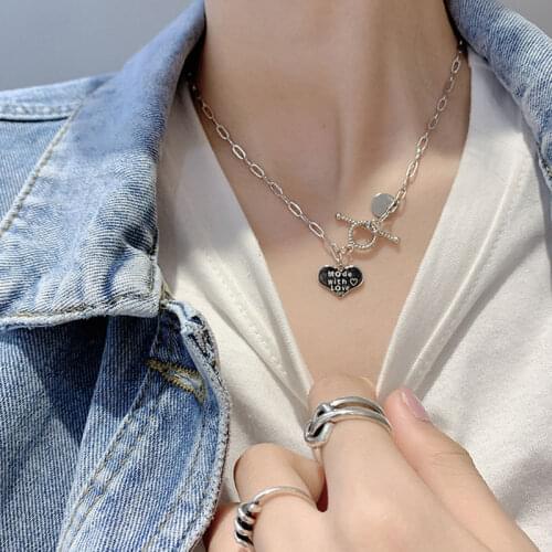 S925 Sterling Silver Necklace for Women Letter Love Necklace Simple Clavicle Chain Light Luxury Jewelry Wholesale