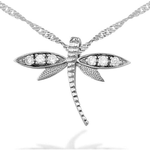 Real Silver 925 Jewelry Silver Dragonfly Women Necklace