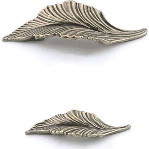 1Pc Creative Retro Leaves Shape Door Handle Cabinet Knobs, Furniture Cabinet Handle Cupboard Door Pull Handle Drawer Knobs