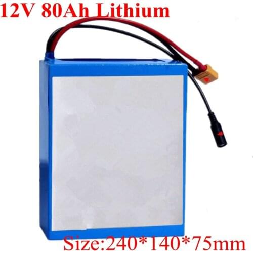 1pcs High Capacity Li-ion Battery Pack 12v 80ah with BMS for Outdoor Solar Lamps Power Bank Engine Starting Battery Caravan RV