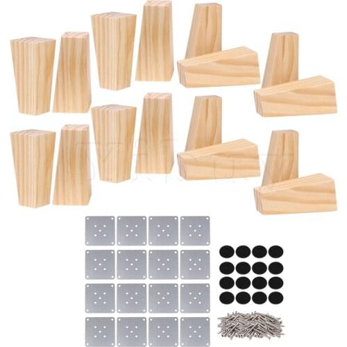16pcs Trapezoidal Pine Wood Furniture Legs 6x6x12cm for Sofa Cabinet