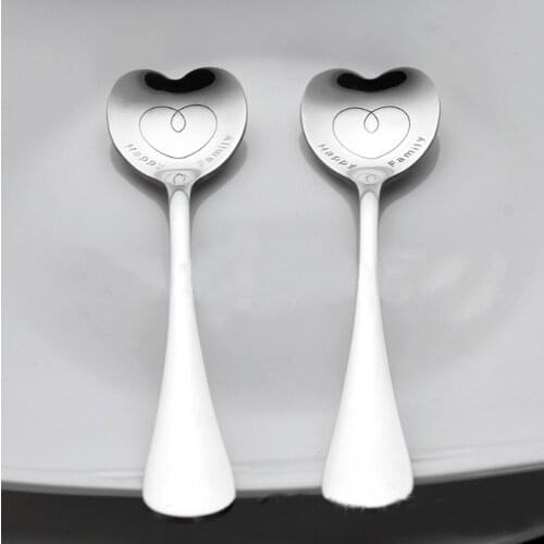 2 PCS Kids Dinnerware Kitchen Tableware Heart Shape Soup Spoon Stainless Steel Spoon Thicken Adult Child Soup Spoon Baby Feeding