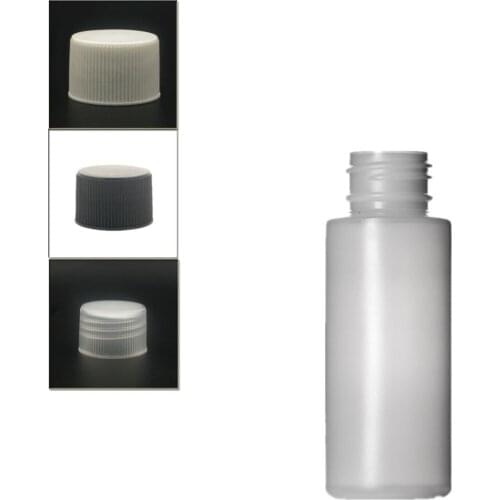 2oz/60ml natural-colored HDPE cylinder round soft bottle with black/white/transparent ribbed Screw Lids X5