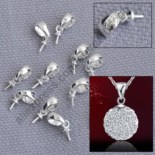 200PCS/Lot 925 Jewellery Sets Findings Genuine 925 Sterling Silver Cup Cap Bail Connector For Pendant