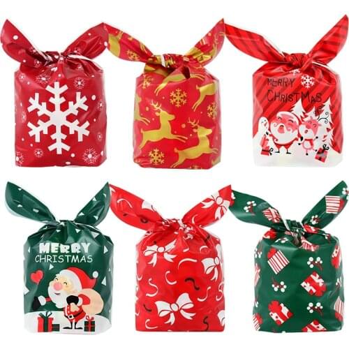 25pcs Happy Halloween Rabbit Ear Cookie Plastic Bags Candy Gift Bags For Biscuits Snack Baking Package Halloween Party Supplies