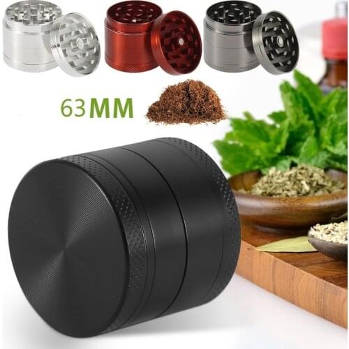 4-Layers 63mm Metal Tobacco Grinder Weed Box Grinder Zinc Alloy Dry Herbal Pepper Pot Spice Mill Grinder Smoking Accessories