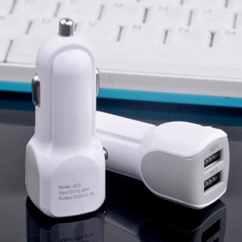 45% Hot Sales!!! Mini Portable 2.1A Dual USB Ports Heat Resistant Safe Car Phone Charger Adapter