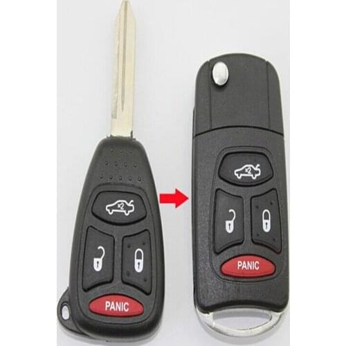 DAKATU New Modified Flip Folding Remote Key Shell Case For Chrysler 300C Sebring Jeep Compass Wrangler Dodge 3+1 Button Fob Key