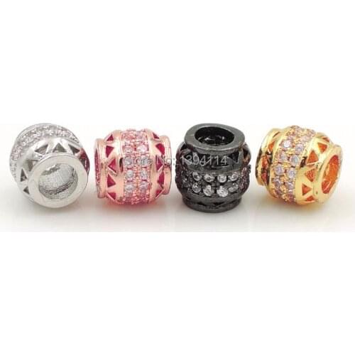 6*6*6mm Micro Pave Clear CZ Chunky Cylinder Beads Fit For Making DIY Bracelets Or Necklaces Jewelry