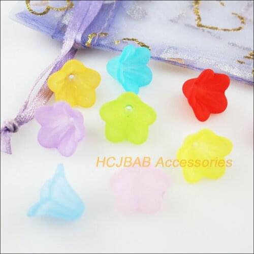 New 80Pcs Mixed Acrylic Plastic Horn Flower Spacer Beads End Caps Charms 10x14mm