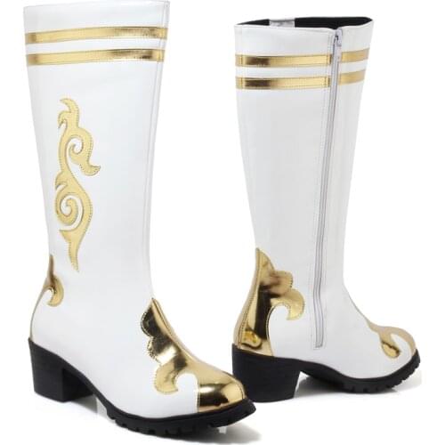 White mongolian boots for women chinese national festival dance shoes minority performance accessories