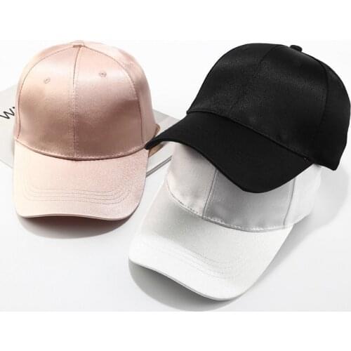 Silk satin Women Men Baseball Caps Glossy SImple Korea Sun Hat Summer Hip Hop Visor Hat