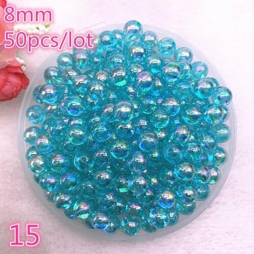 50pcs/lot 8mm Shiny AB Round Loose Acrylic Spacer Beads Charms DIY Jewelry Makeing Production #15