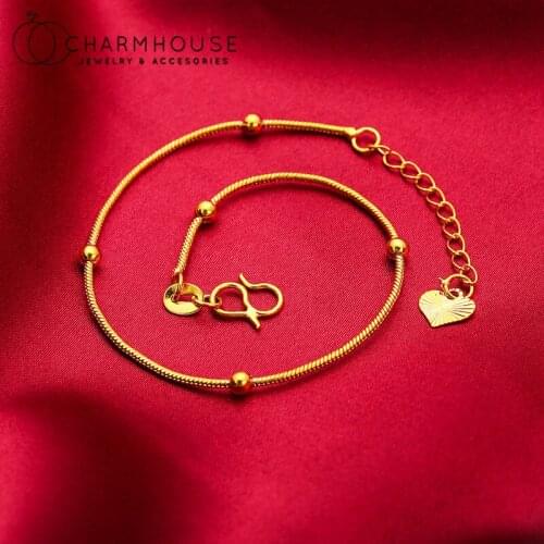 24K Yellow Gold GP Charm Bracelets For Women 2mm Link Chain Bracelet Wristband 2021 Trendy Jewelry Accessories Party Gifts