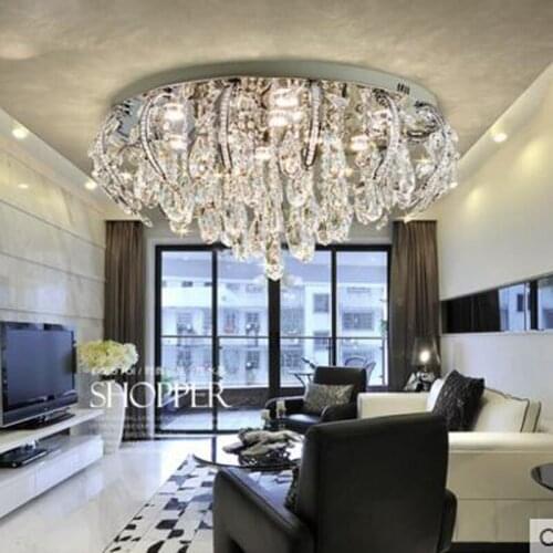 Crystal ceiling lamp simple modern living room bedroom lamp luxury atmosphere round led home crystal lamps led lighting fixture