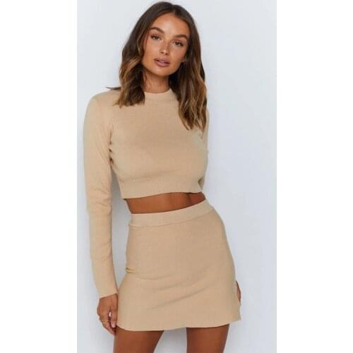 Spring Autumn Fashion Womens Knitting Skirt Suit Womens Costume Sweater Suit + Slim Skirt Two-Piece Tracksuit 2021