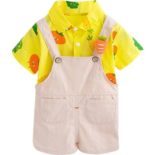 Summer Babies Cute Shirt+Suspenders Suits
