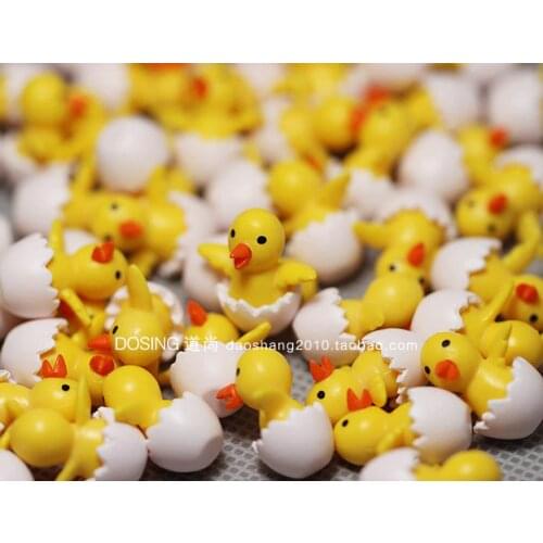 Miniature Simulation Animal Model Cute Hatched Egg Yellow Chicken Figurine Broken Egg Shell Chick Action Figures Toys Kids Doll
