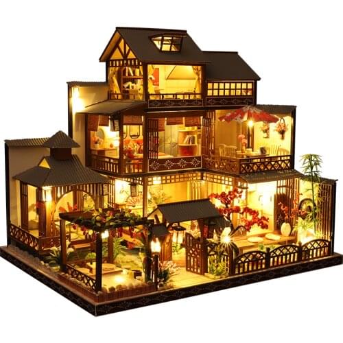 Kids Toys Diy Dollhouse Assemble Wooden Miniatures Doll House Furniture Miniature Dollhouse Puzzle Educational Toys For Children