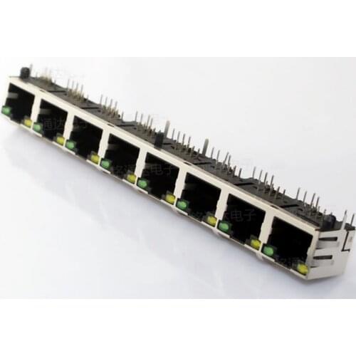 5pcs RJ45 Ethernet PCB Modular Terminal Socket Connector Jack With Light 56+LED/1x8 Port With Shield Shrapnel 8P Female Jack