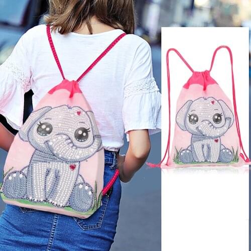 DIY Special Shaped Drill Diamond Painting Mosaic Oxford Cloth Backpack Kit Rhinestone Drawing Picture Drawstring Bags Set Craft