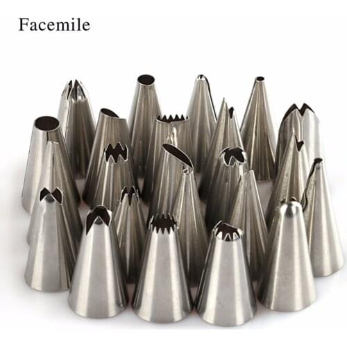 Facemile 23Pcs Stainless Steel Pastry Nozzles Set Icing Cream Piping Nozzles Pastry Decorating Tips Cake Decorator Tools