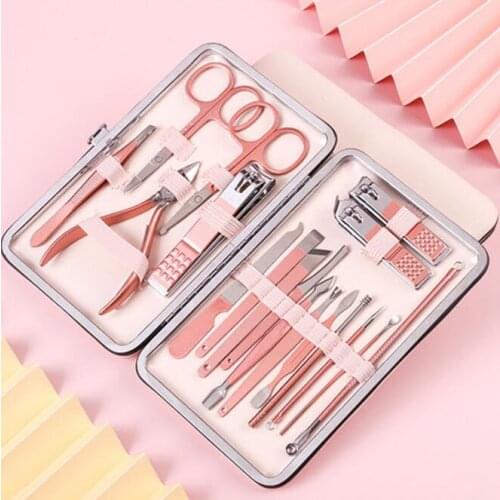 20Set/Lot Manicure Set Stainless Steel Nail Clippers Upgraded Pincers Pedicure Makeup Kit Exfoliating Polishing Tools HA2178