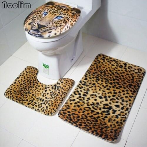 NOOLIM 3PCS/Set Lid Toilet Seat Cover Pedestal Rug Bathroom Mat Carpet for Household bathroom Accessories Bath Mat Set