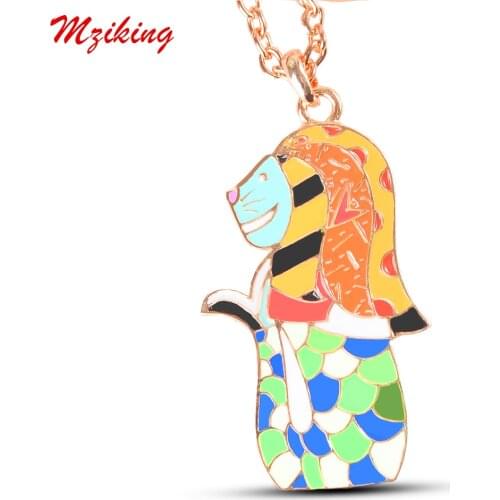 Mziking New Beautiful Merlion Necklace for Women Chain Cute Statement Necklaces Animal Pendant Charm Fashion Collares Jewelry