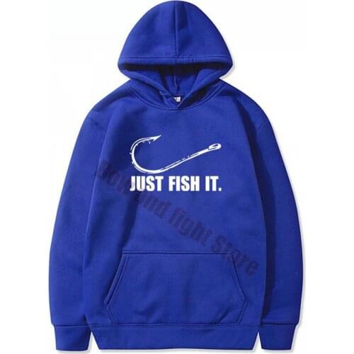 NEW Fashion Mens Hoodies Just Fish It Funny Fishing Angler Hook Bait&Tackle Women Sweatshirt Hoody Tops Black Red Blue Gray