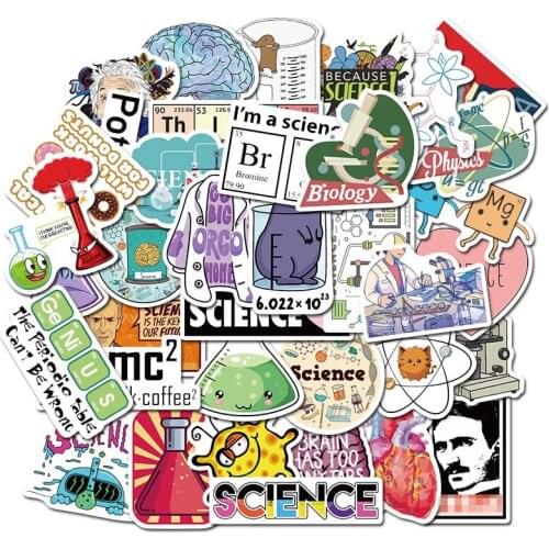 New 50pcs Science Experiment Chemical Programming Stickers DIY For Laptop PC Phone Suitcase Stationery Waterproof Sticker
