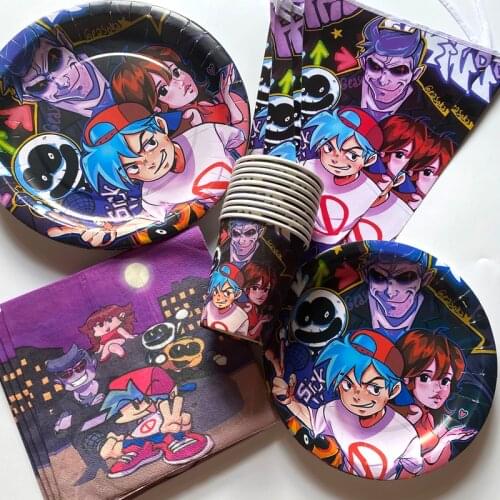 Omilut Friday Night Funkin Theme Birthday Party Disposable Tableware Set Hot Game FNF Party Decor Supplies