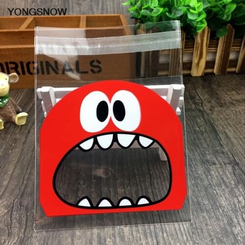 50pcs Cute Monster Sharp Teeth Plastic Bags Xmas Gift Packaging Bags Wedding Candy Bag OPP Pouches Birthday Easter Party Decor