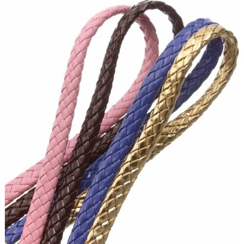 LOULEUR 5Meter/lot 10*4mm Braided Leather Cord Rope Fit Bracelets Necklaces Findings for Leather Bracelet Jewelry Making